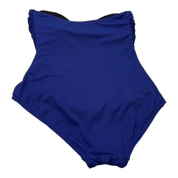 Michael Kors Elegant Blue Women's One Piece Halter Swimsuit W/logo Charm Size 6 - Picture 6 of 8